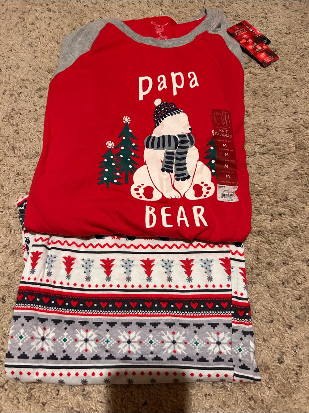 Papa Bear Men’s Red Knit Pajama Set